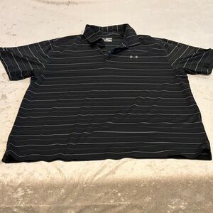 Under Armour Men's Golf Polo with Black and Gray Stripes